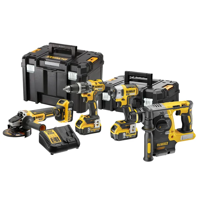 dewalt-kit-4-herramientas-sin-escobillas-18v-xr-dck422p3t-qw-con-taladro-percuto image 1