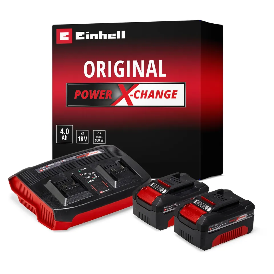 einhell-power-x-change-starter-kit-set-de-2-bater-as-li-ion-18-v-4-0-ah-con-carg image 1