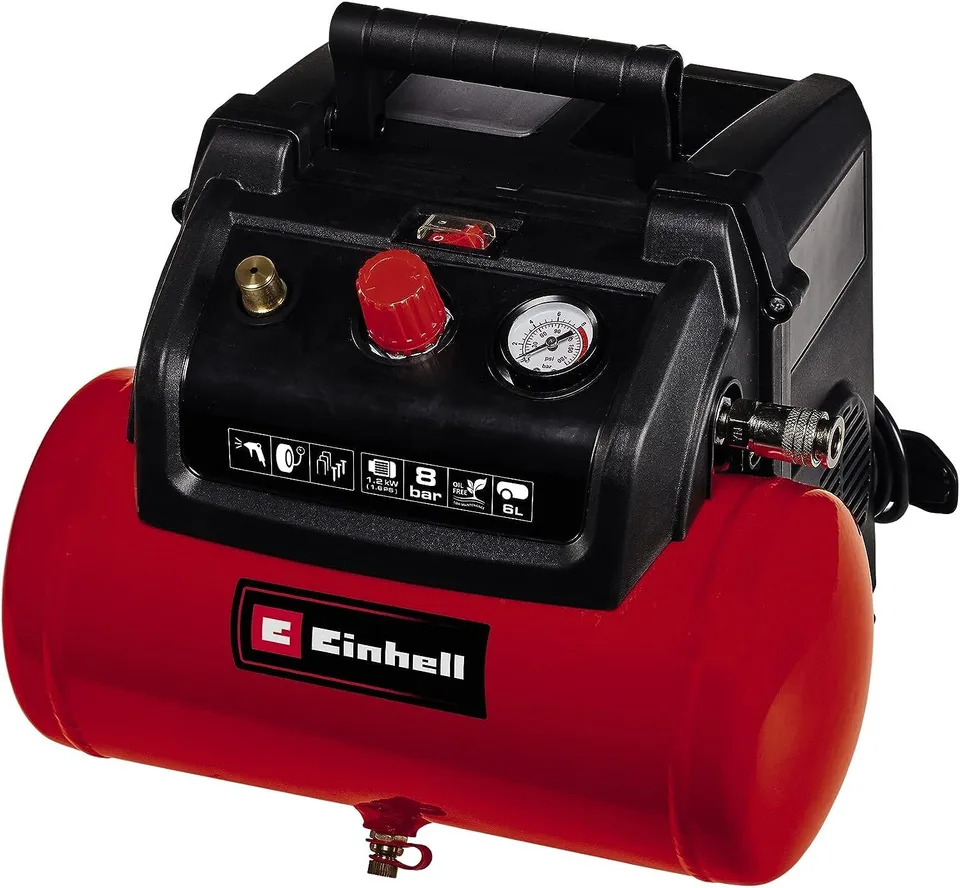 einhell-tc-ac-190-6-8-compresor-de-aire-1-2-kw-m-x-8-bar-190-l-min-dep-sito-6-l- image 1
