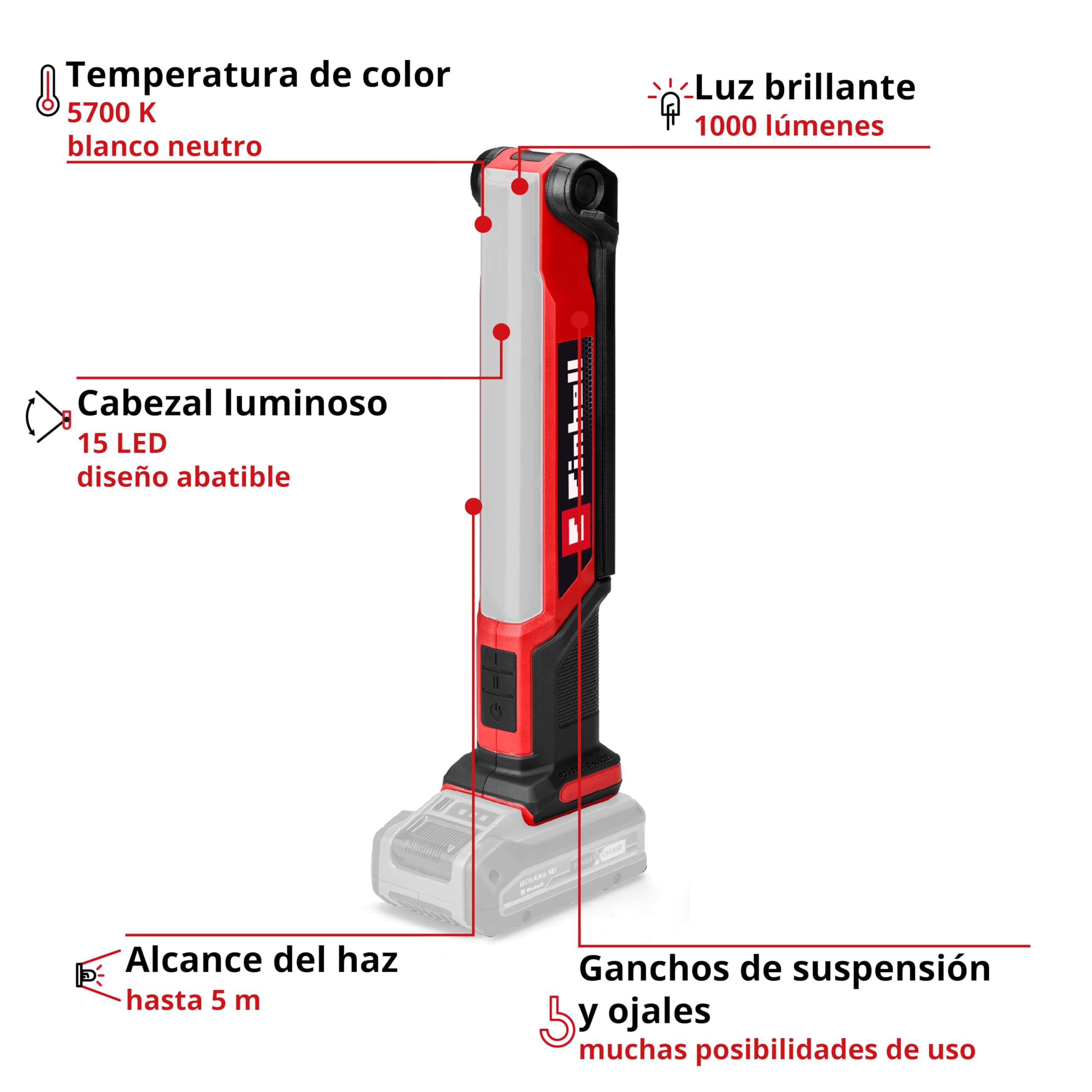 einhell-te-cl-18-1000-s-li-solo-power-x-change-l-mpara-led-con-bater-a-18-v-cabe image 3