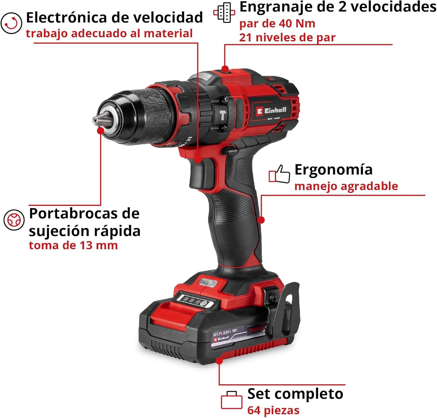 einhell-te-cd-18-40-li-i-64-set-taladro-percutor-con-bater-a-power-x-change-18-v image 3