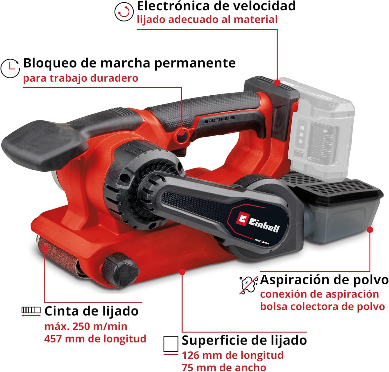 einhell-professional-tp-bs-18-457-li-bl-solo-lijadora-de-banda-a-bater-a-18-v-si image 3