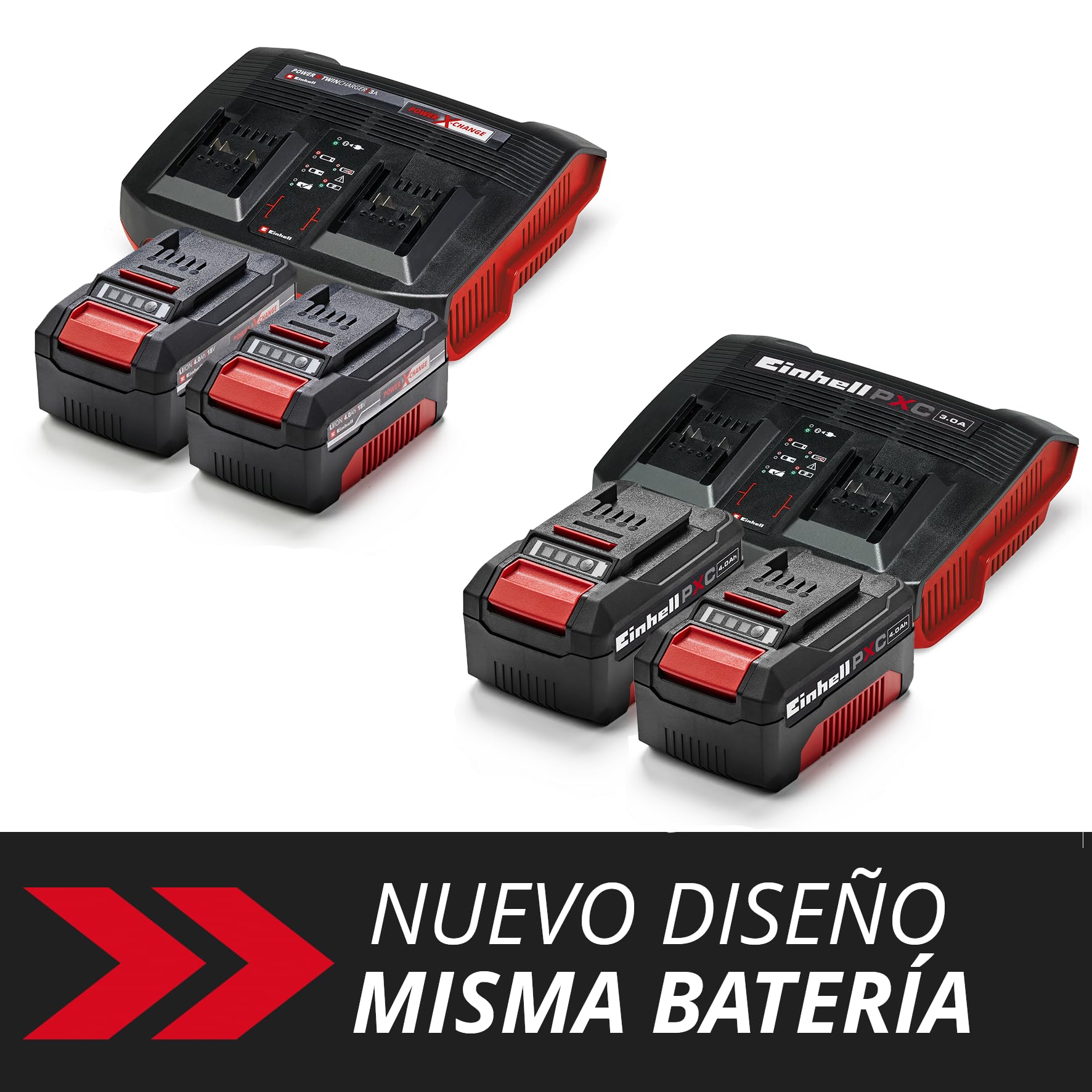 einhell-power-x-change-starter-kit-set-de-2-bater-as-li-ion-18-v-4-0-ah-con-carg image 2