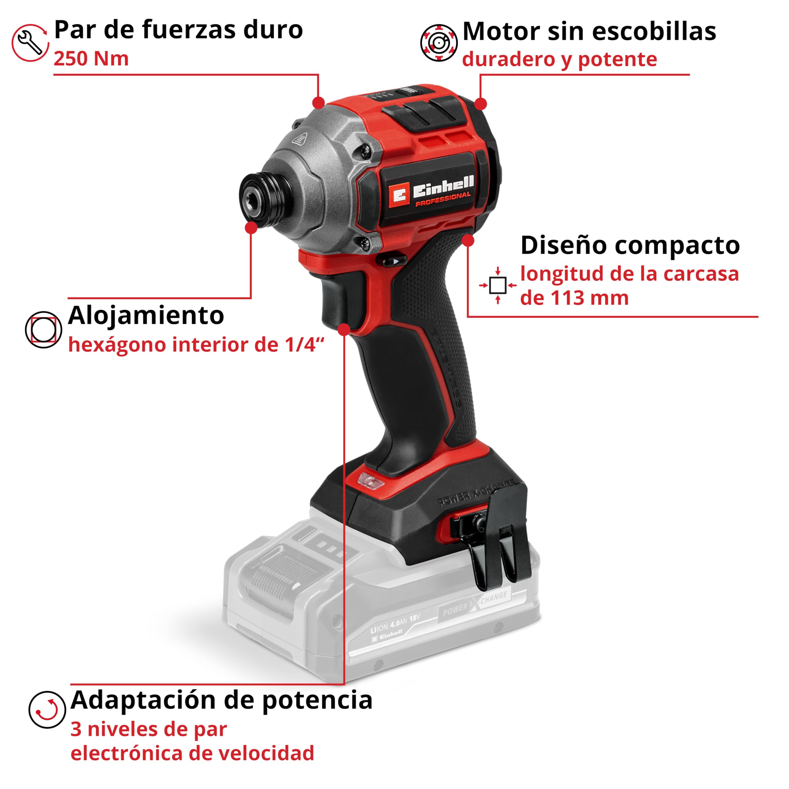 einhell-professional-tp-ci-18-250-c-li-bl-solo-atornillador-de-impacto-sin-escob image 3