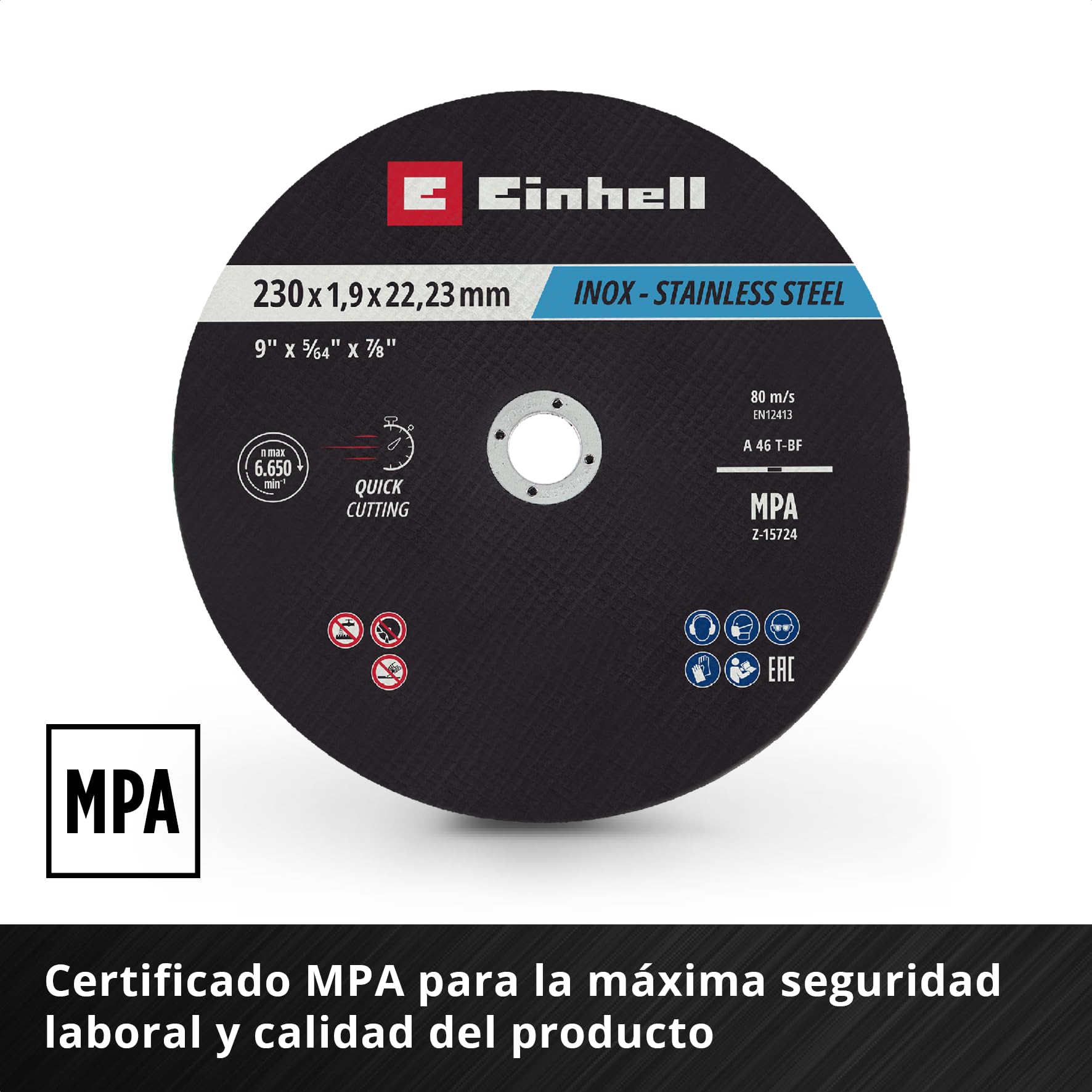 einhell-lote-de-10-discos-de-corte-230x2-mm-para-metal-e-inoxidable image 4