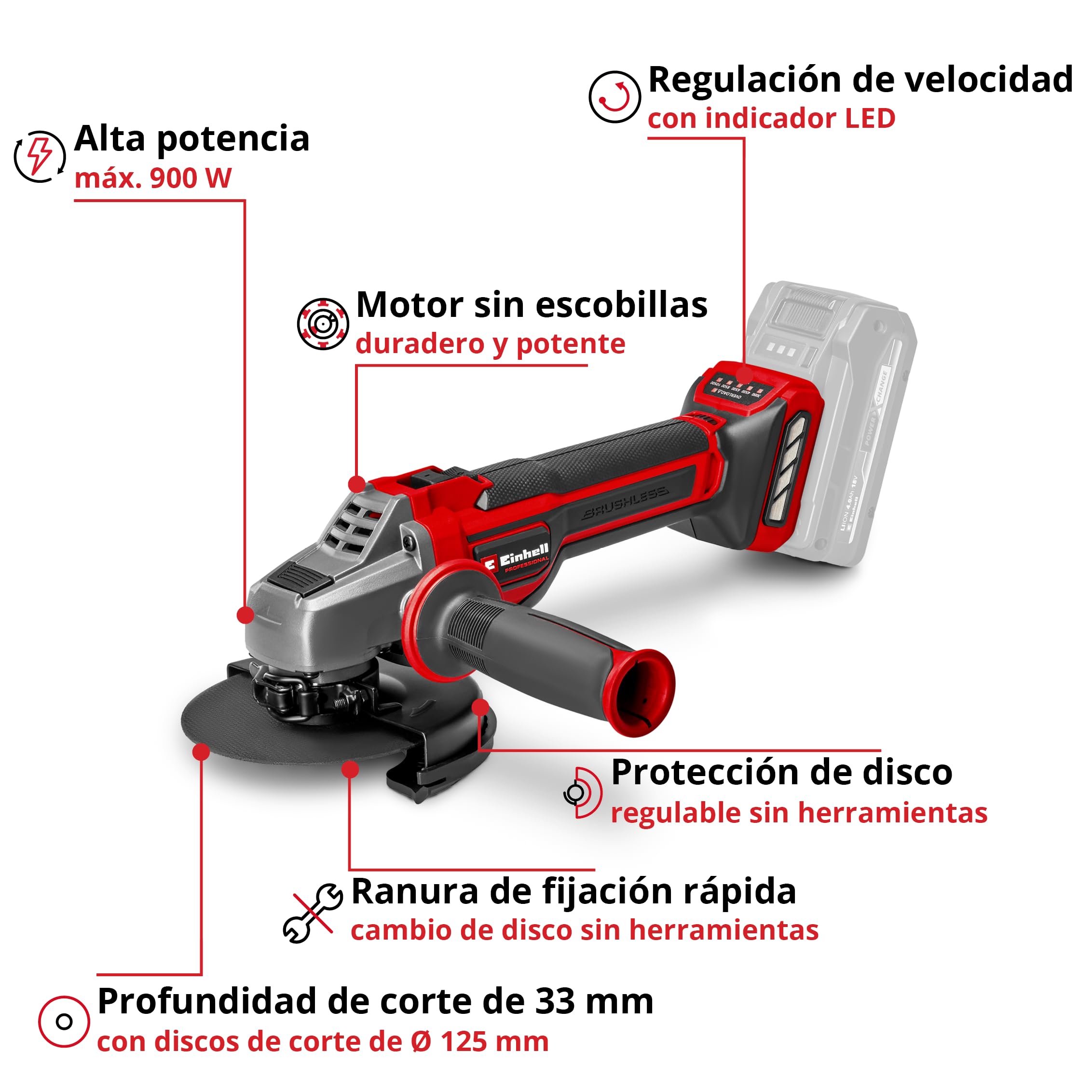 einhell-professional-amoladora-angular-a-bater-a-tp-ag-18-125-ce-q-li-solo-power image 3