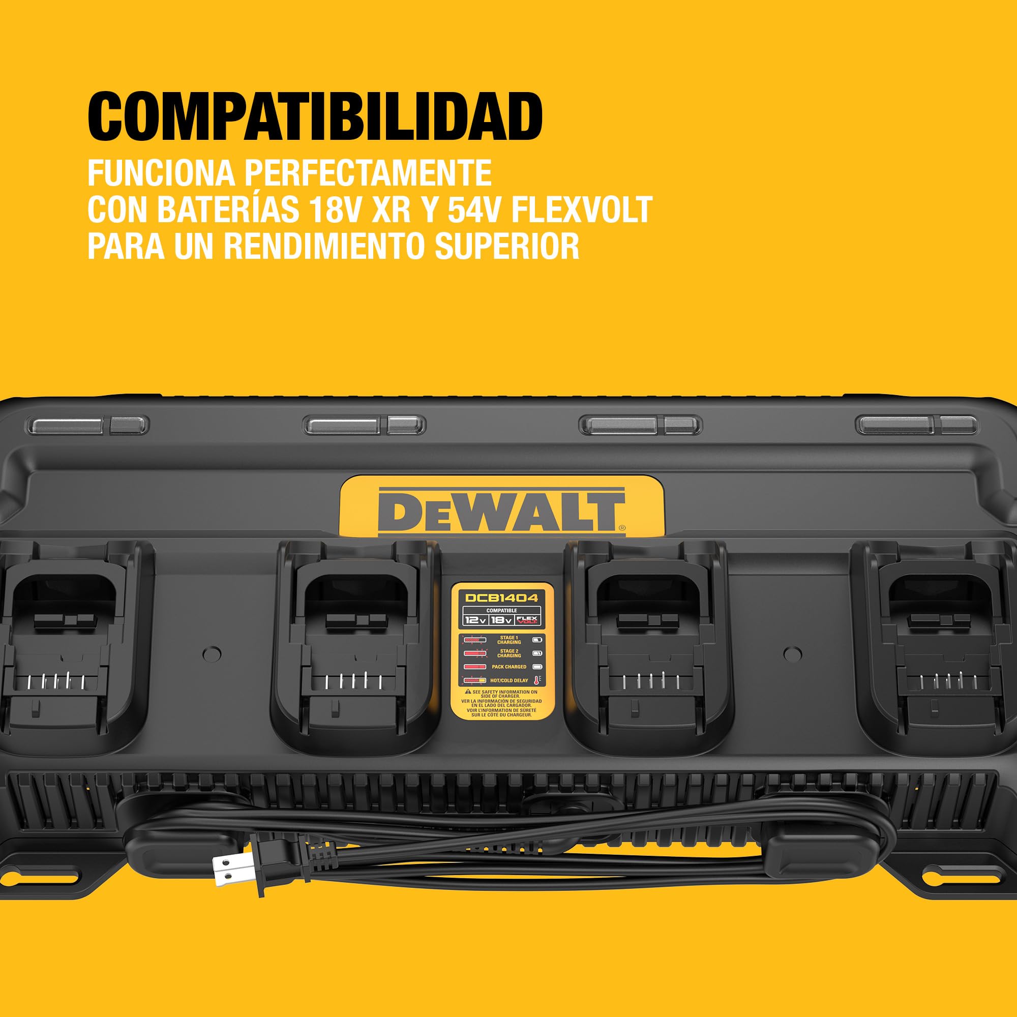 dewalt-cargador-quadport-xr-dcb1404-qw-de-4-a-para-4-bater-as-18-v-xr-y-54-v-fle image 2