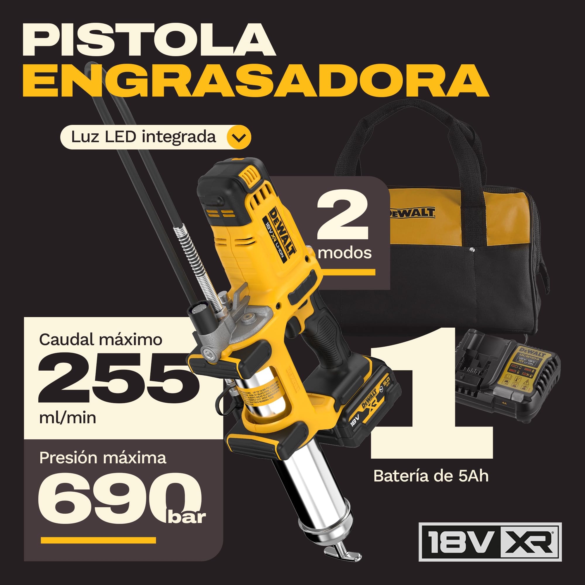 dewalt-dcgg581p1g-qw-engrasadora-18v-xr-2-velocidades-690-bar-con-bater-a-5ah-y- image 2