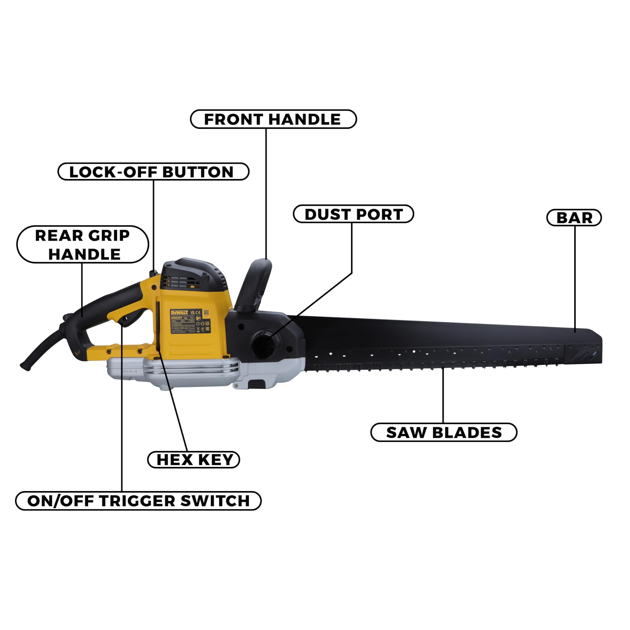 dewalt-dwe397-qs-sierra-alligator-1700-w-con-hoja-de-43-cm-3000-cps-min-corte-en image 2