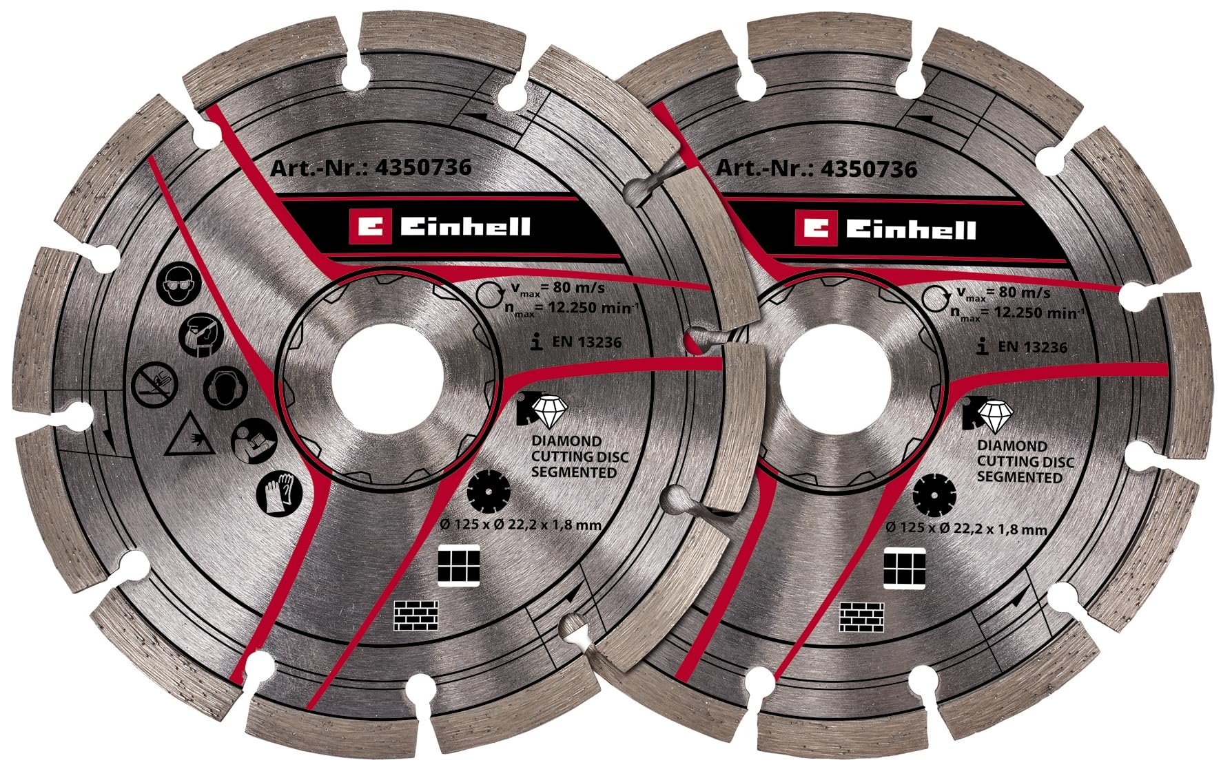 einhell-set-2-discos-de-corte-de-diamante-125-mm-para-rozadoras-tc-ma-1300-y-te- image 1
