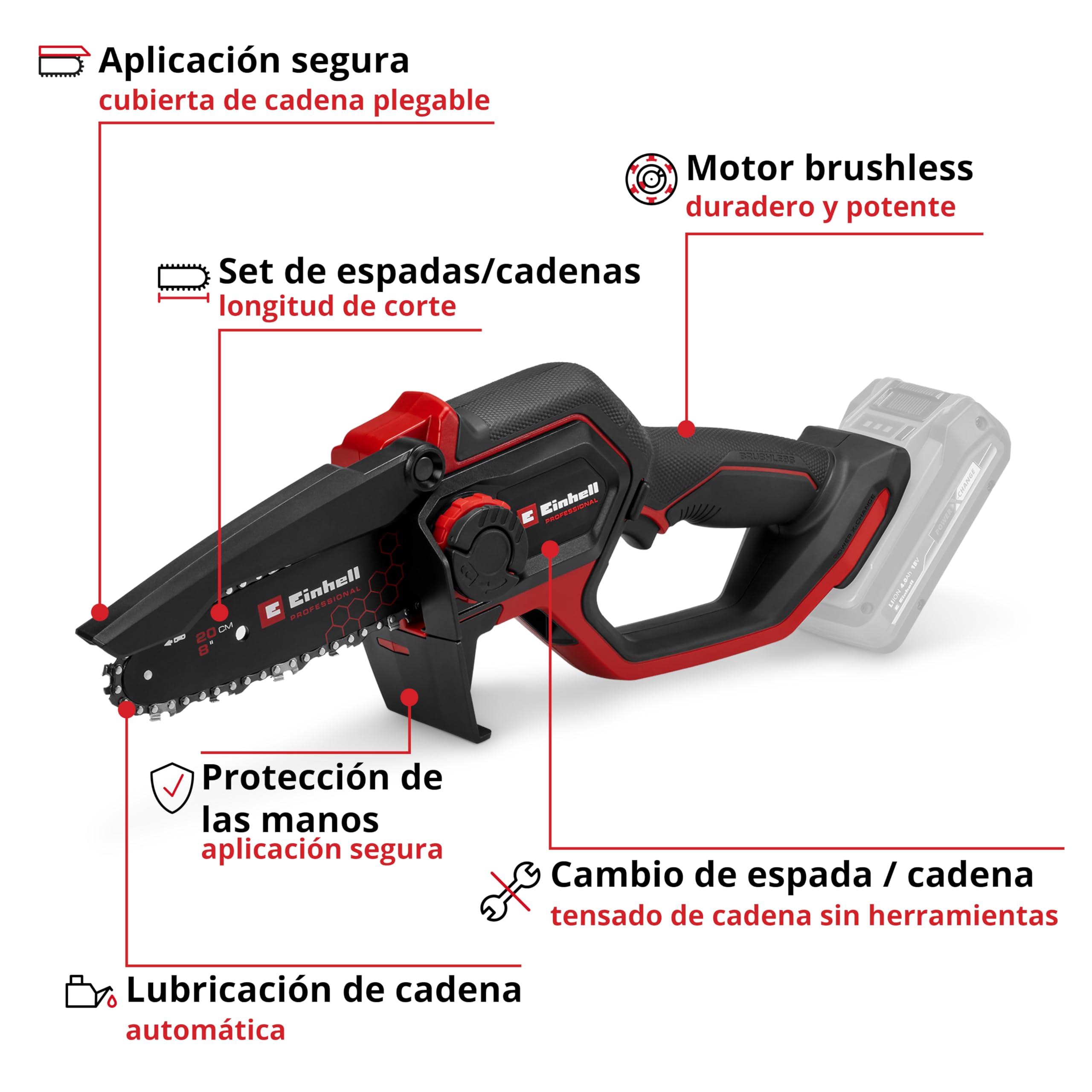 einhell-gp-ps-18-20-li-bl-solo-power-x-change-motosierra-de-ramas-con-bater-a-18 image 3