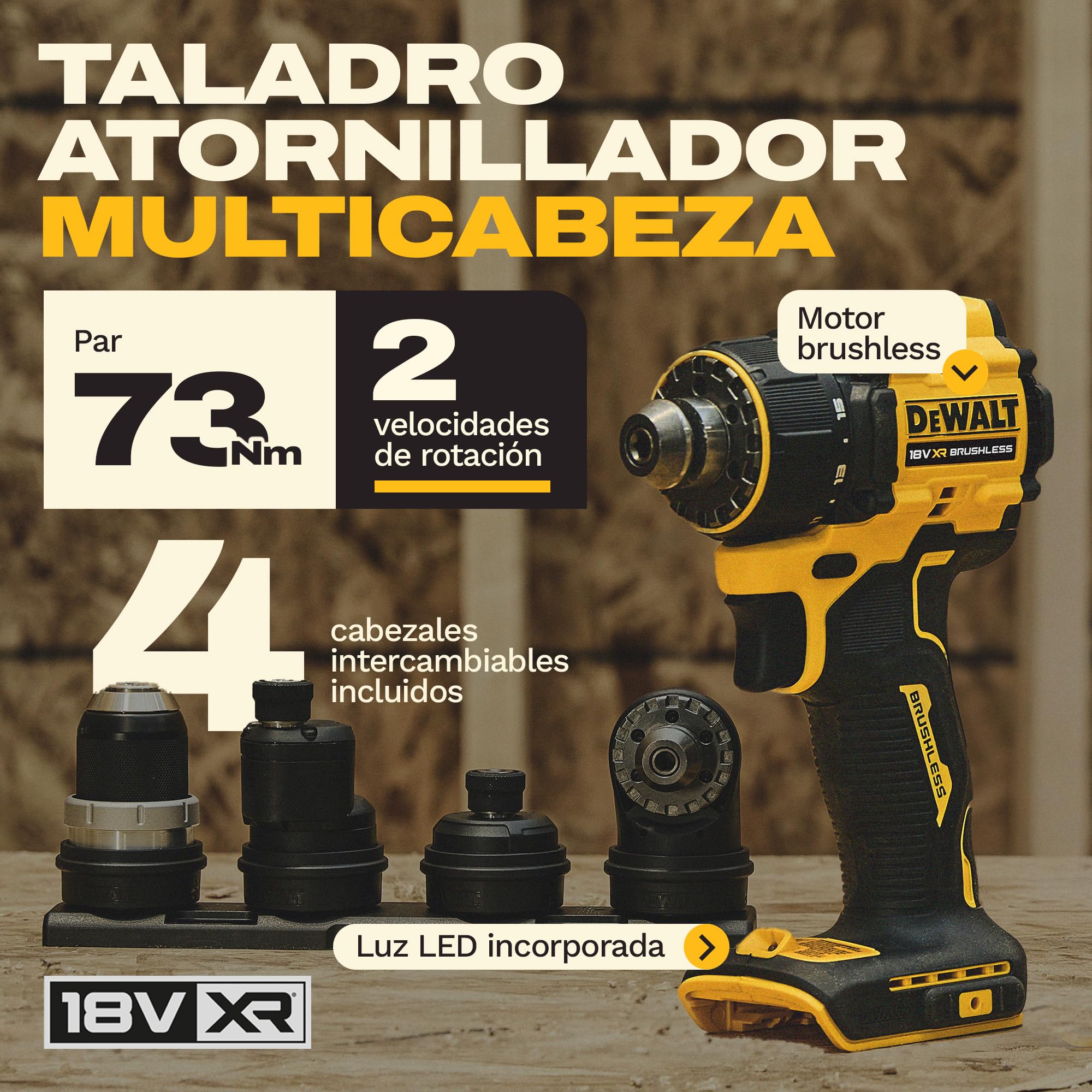 dewalt-dcd803kn-xj-taladro-atornillador-multicabezal-18v-xr-4-cabezales-motor-si image 2