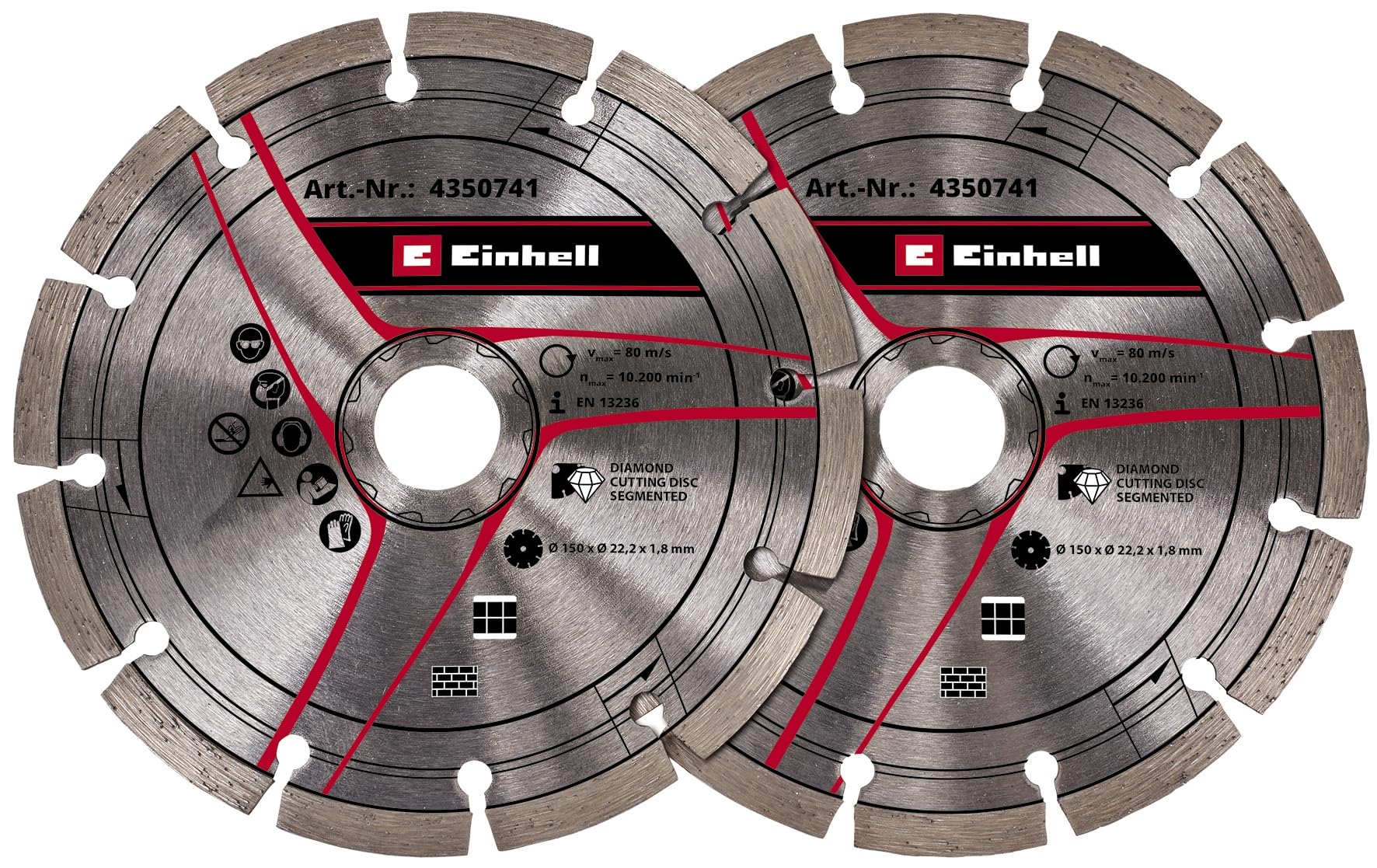 einhell-set-de-2-discos-de-corte-de-diamante-150mm-con-orificio-22-2mm-para-roza image 1